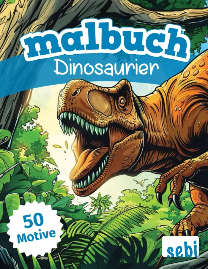 Cover: Malbuch Dinosaurier, 50 Motive
